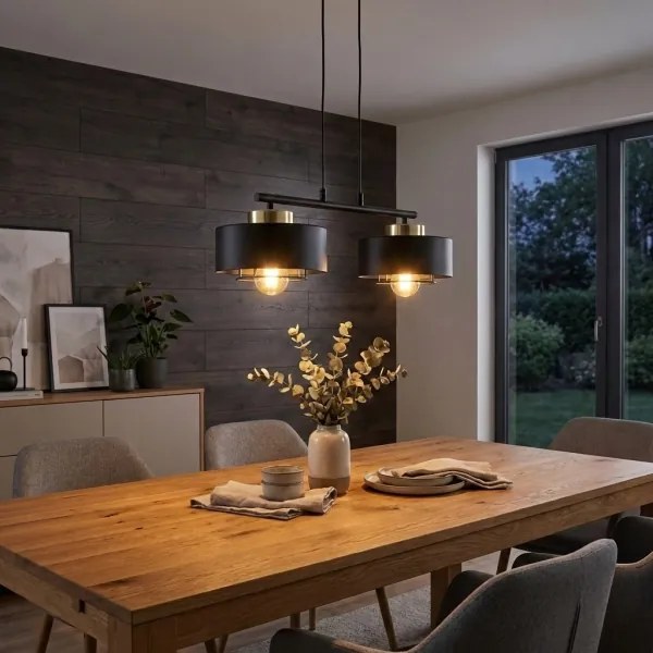 BRILAGI - Závesný luster na lanku SPRING 2xE27/60W/230V čierna/zlatá