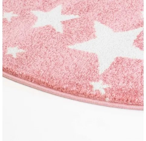 Dekorstudio Okrúhly detský koberec BEAUTY ružové hviezdy Priemer koberca: 160cm