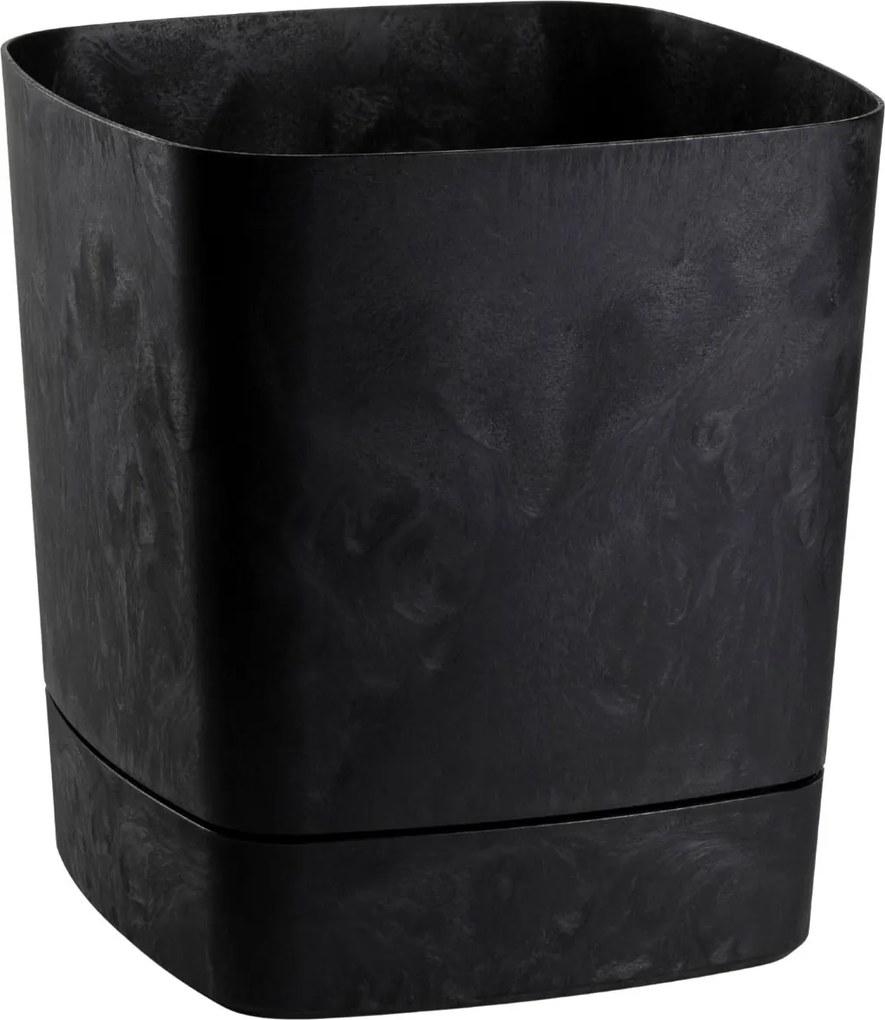 PLASTOVÝ KVETINÁČ CUBI 34X36,5 CM IMITÁCIA BETÓNU ČIERNA