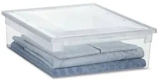 Úložný box s vekom, transparentný, na posteľnú bielizeň TERRY 22l - 38 x 52 x 14 cm