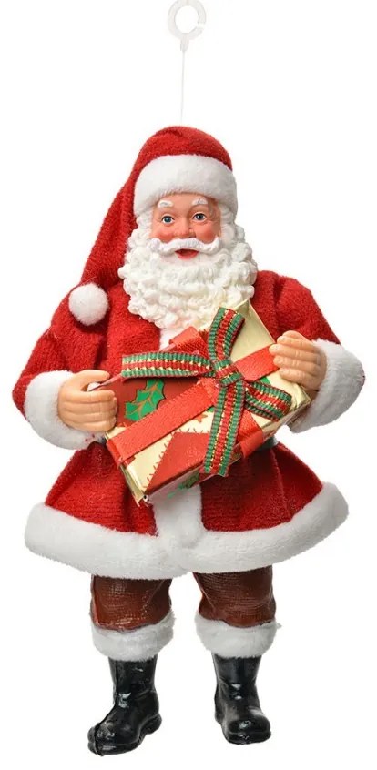 Závesná vianočná dekorácia Santa Claus držiaca darček - 10*6*17 cm