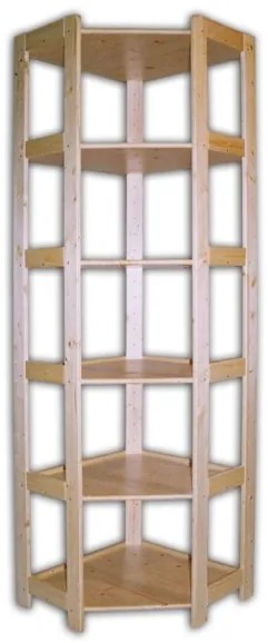 Rohový drevený regál 6 políc, 2040 x 600 x 335 mm