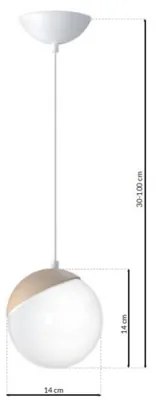 Luster na lanku SFERA WOOD 1xE14/40W/230V biela