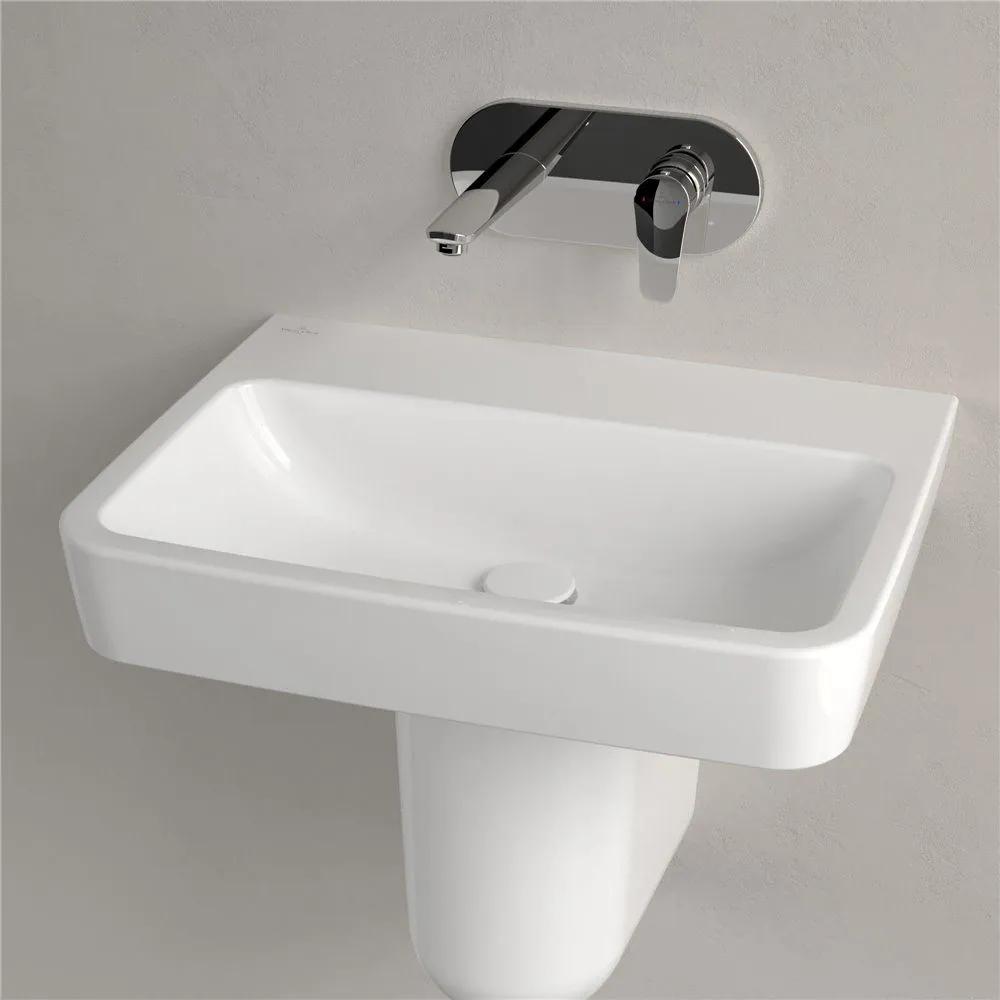 VILLEROY &amp; BOCH O.novo závesné umývadlo bez otvoru, bez prepadu, 600 x 460 mm, biela alpská, s povrchom CeramicPlus, 4A4163R1