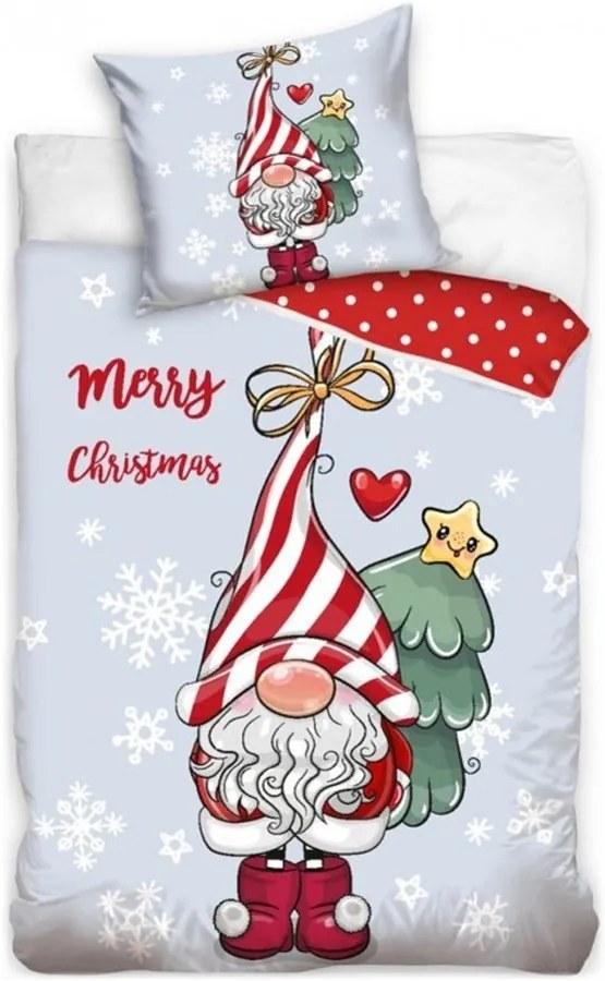 Bavlnené posteľné obliečky Vianočný škriatok - 100% bavlna Renforcé - 70 x 90 cm + 140 x 200 cm