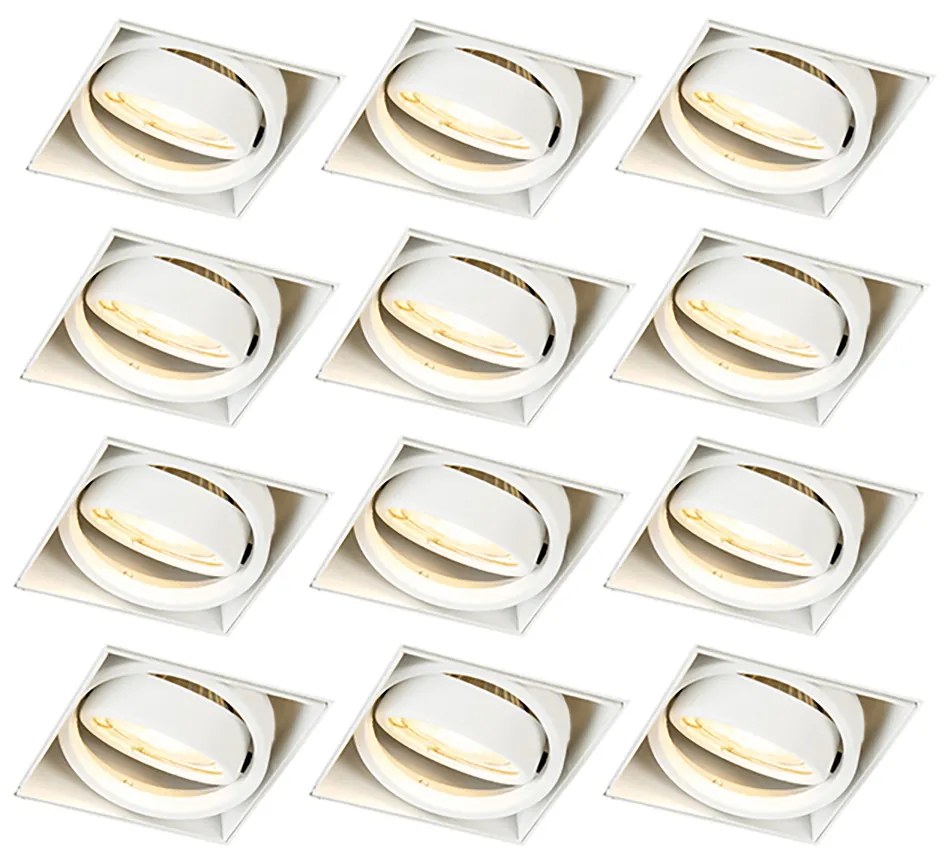 Sada 12 vstavaných bodových svetiel bielych GU10 sklápateľných bez rámu - Oneon