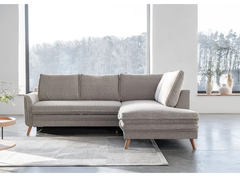 Béžová rozkladacia rohová pohovka (pravý roh) Charming Charlie – Miuform