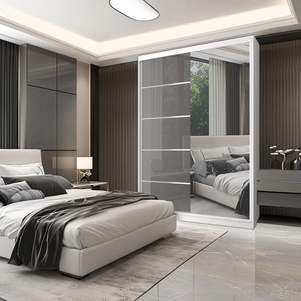 Šatníková skriňa SERENITY 133 cm šedý lesk MGB SERENITY SZP6/0/W/S/0/HIAL