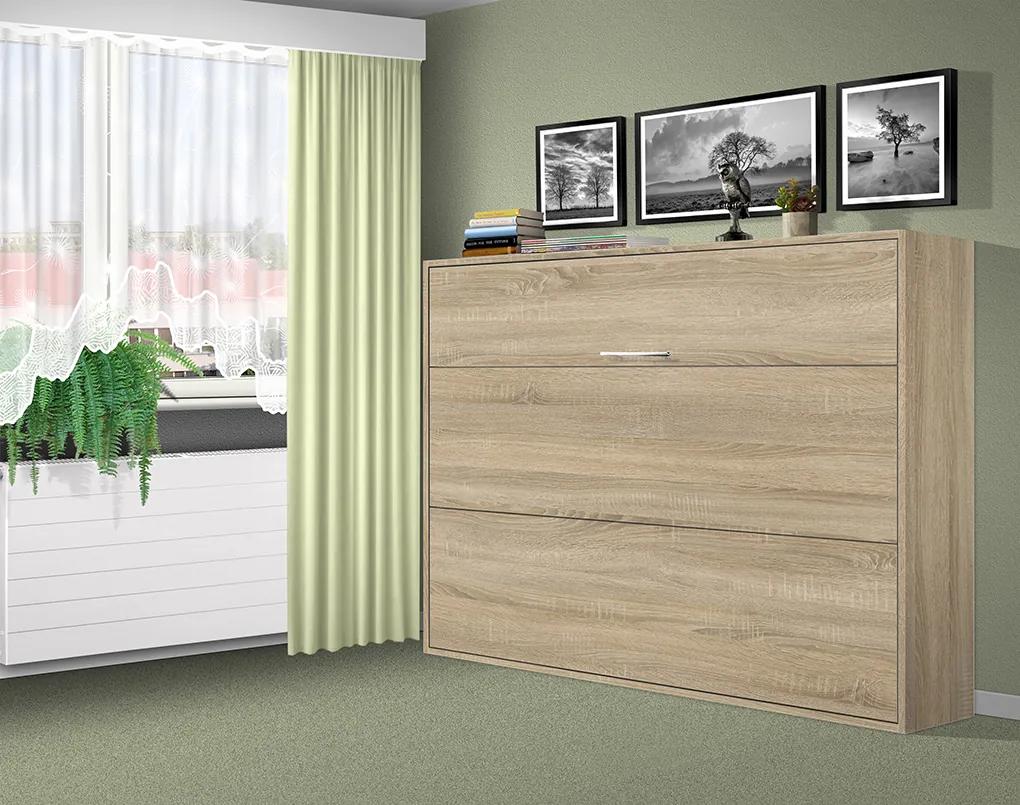 Nabytekmorava Sklápacia posteľ VS1056, 200x140cm farba lamina: buk/biele dvere, Varianta dverí: matné