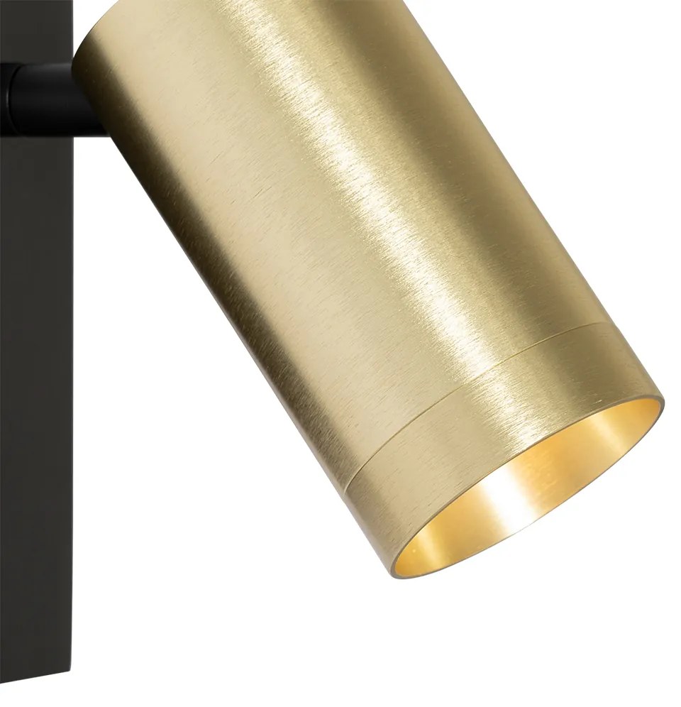 Nástenná lampa čierna so zlatom nastaviteľná s vypínačom - Jeana Luxe