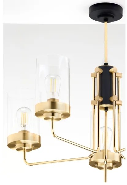 Jupiter 2088 - Luster na tyči RAMIREZ 5xE27/15W/230V zlatá/čierna