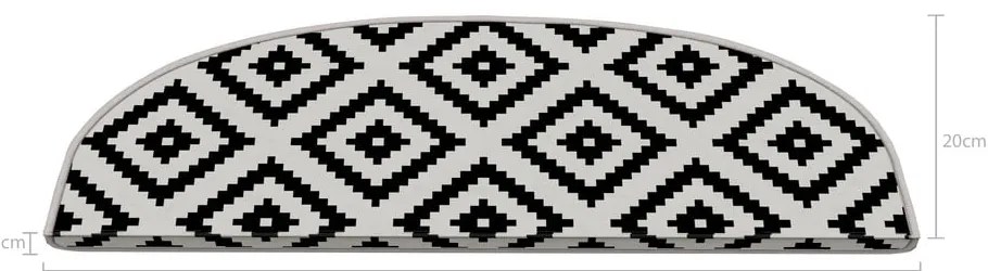 Čierno-biele nášľapy na schody v súprave 16 ks 20x65 cm Art – Vitaus