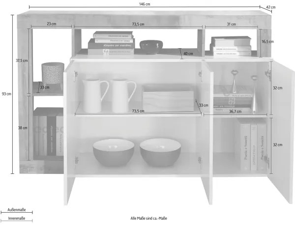 Komoda LENOR biela/antracit