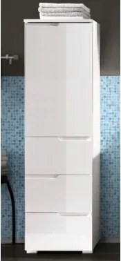 Kúpeľňová vyššia skrinka Spice, lesklá biela%