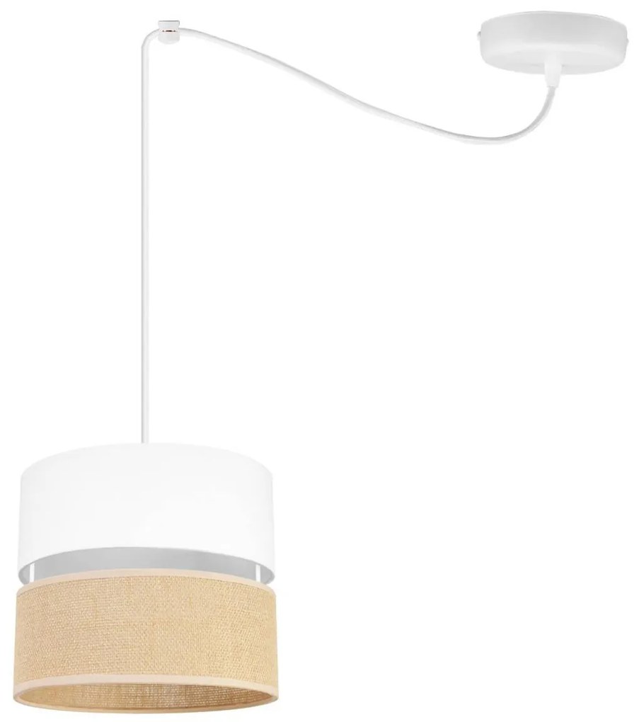 Závesné svietidlo Juta Spider, 1x jutové/biele textilné tienidlo, w