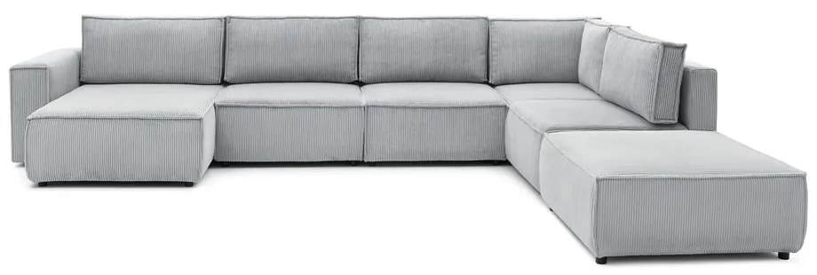 Svetlosivá menčestrová rohová pohovka (pravý roh/do tvaru "U") Nihad modular – Bobochic Paris