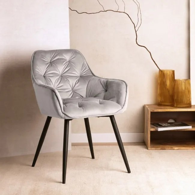 Jedálenská stolička CHERRY zamatová sivá ALL 999165