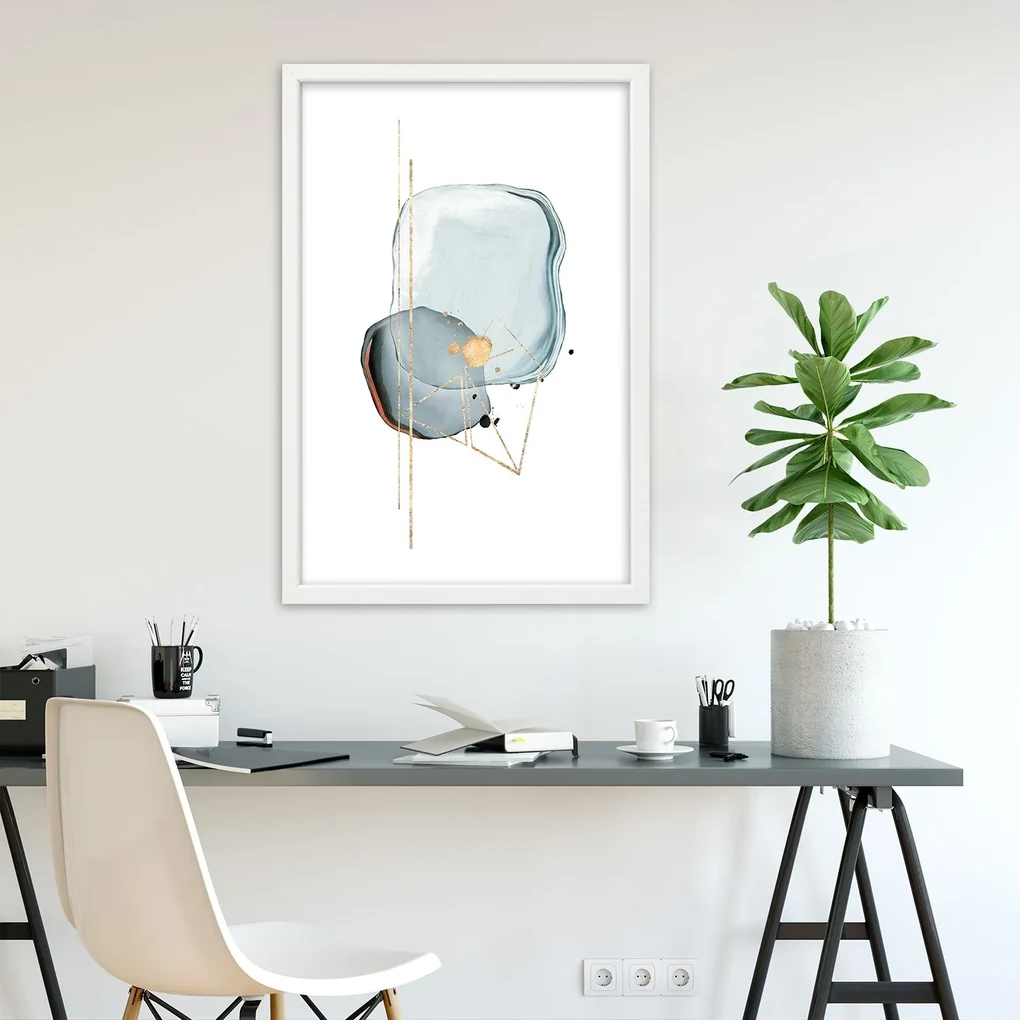 Gario Plagát Sivé tvary a línie abstraktné Farba rámu: Bez rámu, Rozmery: 40 x 60 cm