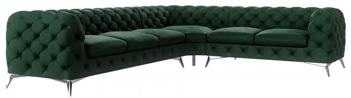 ROHOVÁ SEDAČKA CHESTERFIELD LARISSA PRAVÁ - ĽAVÁ GLOSS VELVET 1206 ZAMATOVÁ LÁTKA 323 X 264 cm