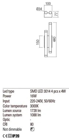 Redo 01-2034 - LED Nástenné svietidlo MADISON 4xLED/4W/230V meď