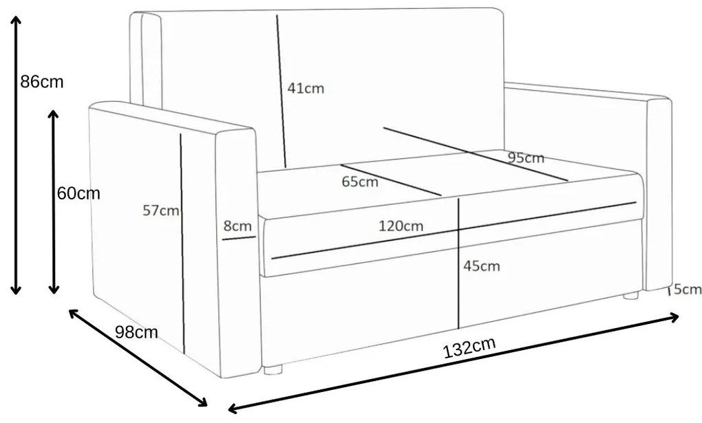 Rozkladacia pohovka CLUSO, 136x85x98 sawana 05/sawana 21