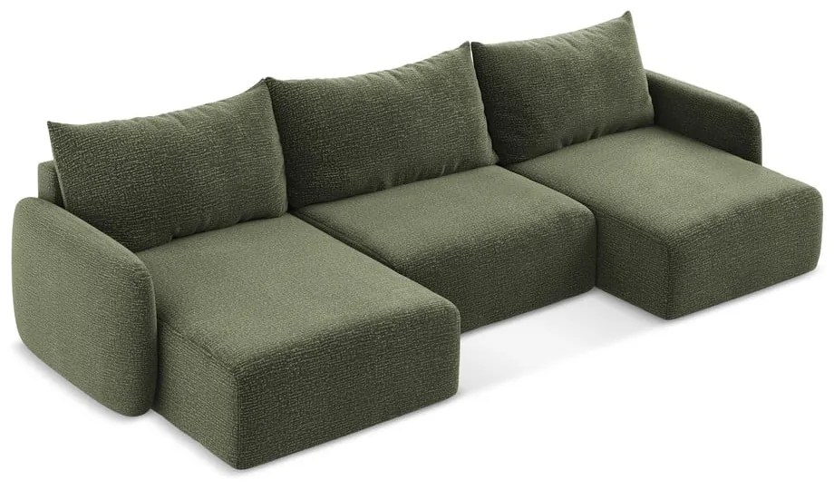 Zelená rozkladacia/s úložným priestorom rohová pohovka Kalena – Makamii