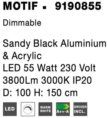 LED luster Motif 100 čierne stmievateľné