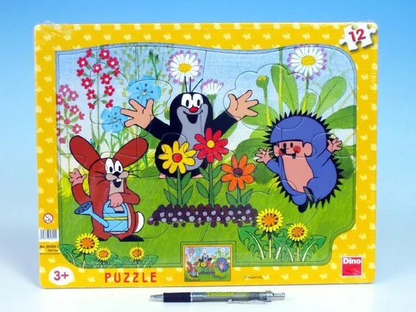 Puzzle deskové tvary Krtek zahradník 36x28cm 12 dílků