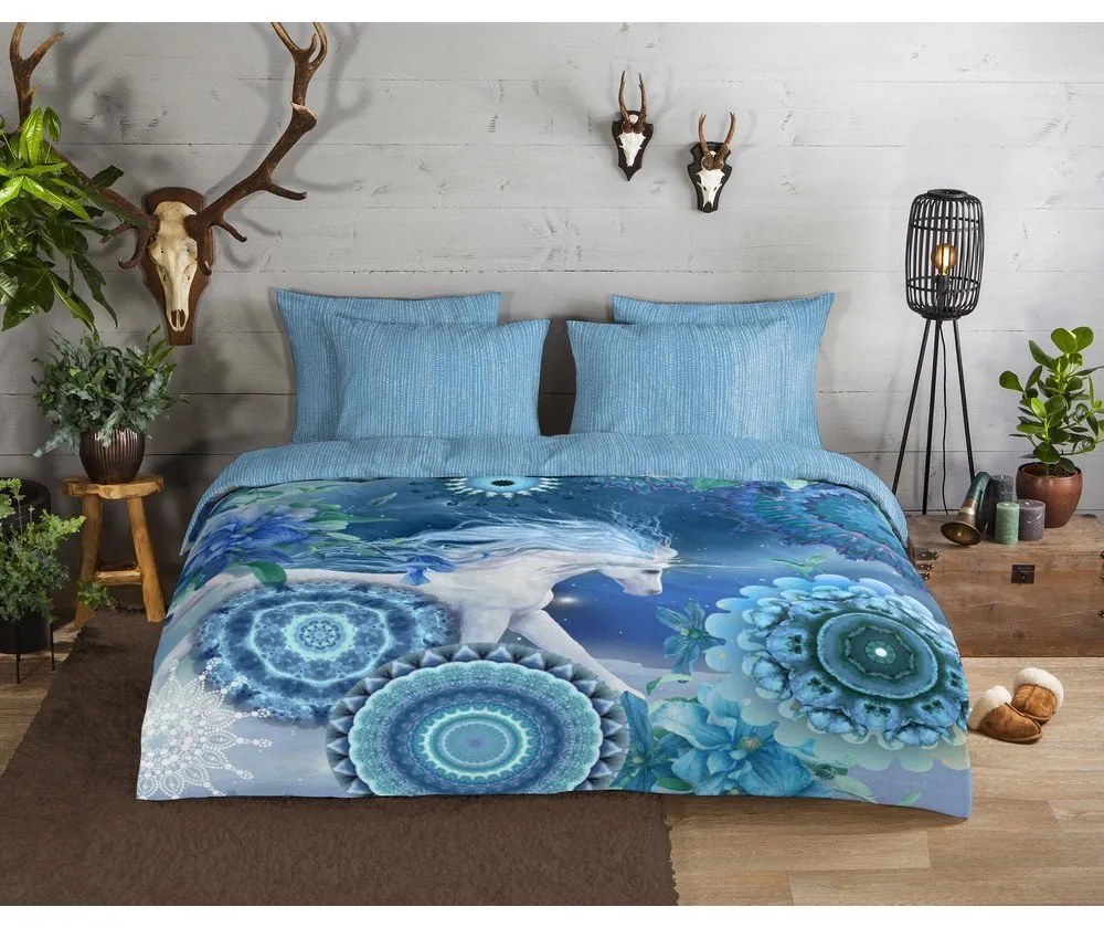 Modré flanelové obliečky na jednolôžko 140x200 cm Lumi – HIP