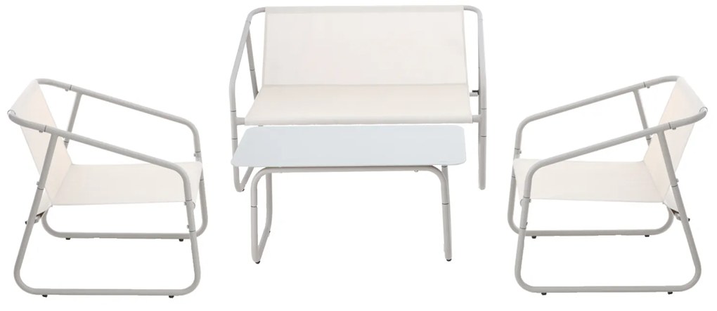Záhradný set: Mini-gauč, 2 kreslá a stolík - béžová