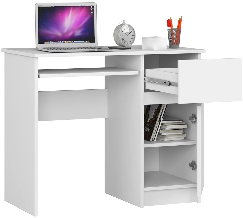 Písací stôl PIKSEL 90 cm biely pravý