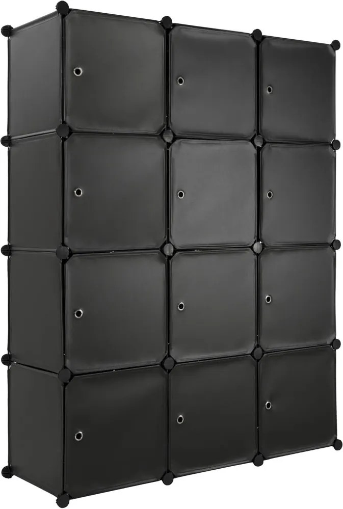 tectake 401578 variabilný regálový systém s 12 boxy s dvierkami - černá