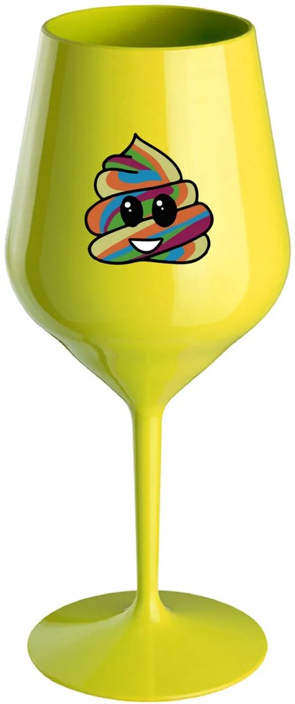 DUHOVÉ VESELÉ EE - žltý nerozbitný pohár na víno 470 ml