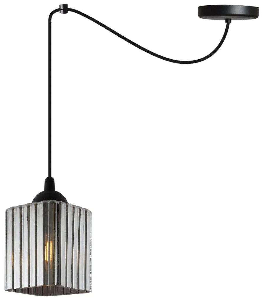 Závesné svietidlo Riffle Square Spider, 1x grafitové sklenené tienidlo, b