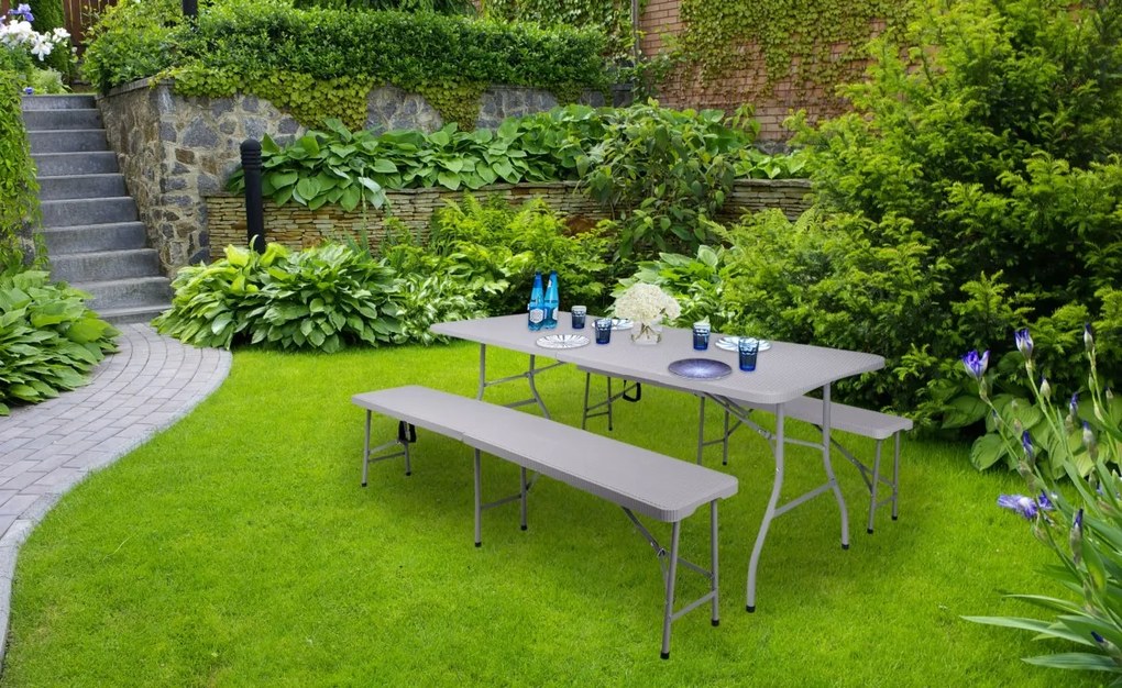 Skládací zahradní sestava šedá