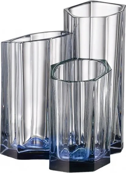 KRIŠTÁĽOVÁ VÁZA BOHEMIA BAZALT BLUE BOTTOM 250MM