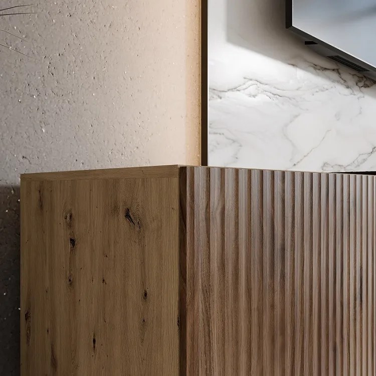 Frézovaný TV stolík NOE 300 cm - dub artisan/dub catania