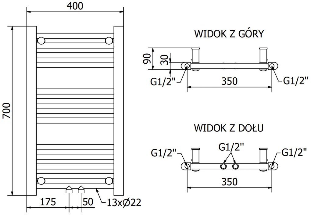 Mexen Mars, vykurovacie teleso 700 x 400 mm, 238 W, biela, W110-0700-400-00-20