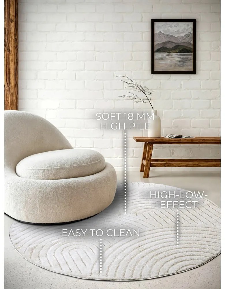 Biely okrúhly koberec ø 200 cm Panglao New York White – Elle Decoration