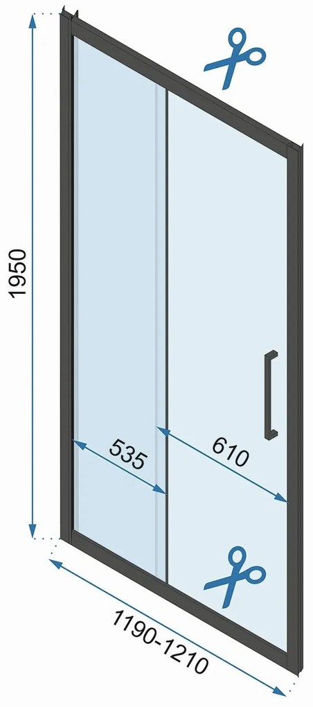Rea Rapid Slide, 3-stenová sprchová kabína 110 (dvere) x 100(stena) x 100(stena) x 195 cm, 6mm číre sklo, chrómový profil, KPL-09105