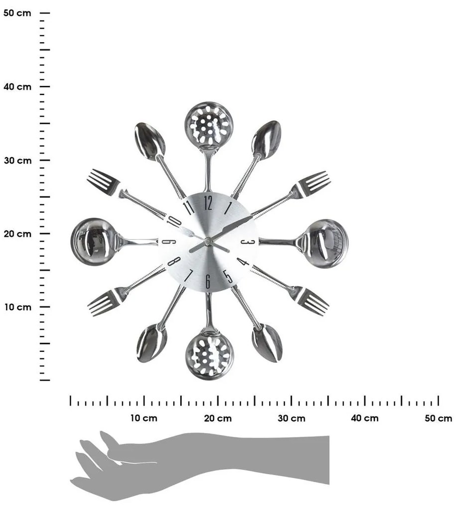 Nástenné hodiny Cutlery, chrómová
