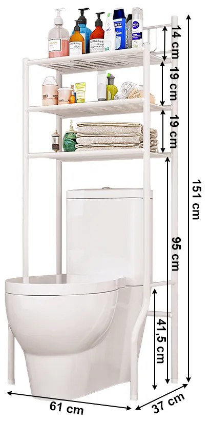 Regál nad toaletu REMIN, biela