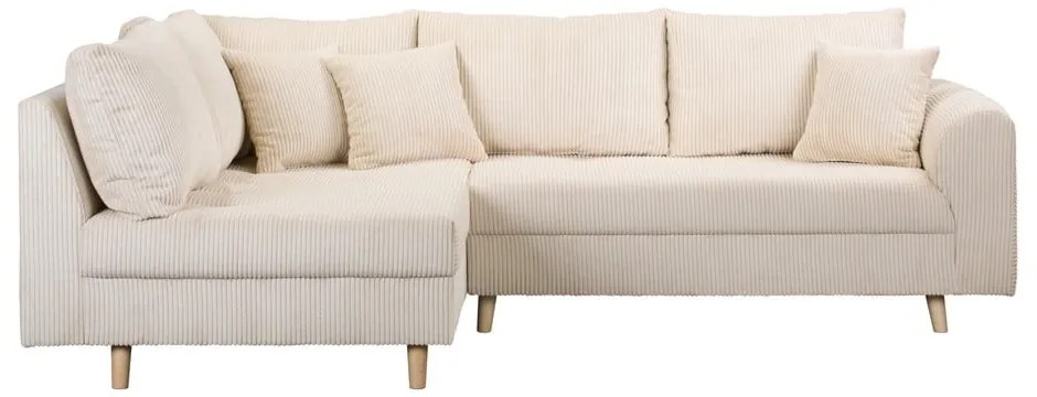 Krémovobiela menčestrová rohová pohovka (ľavý roh) Ariella – Ropez