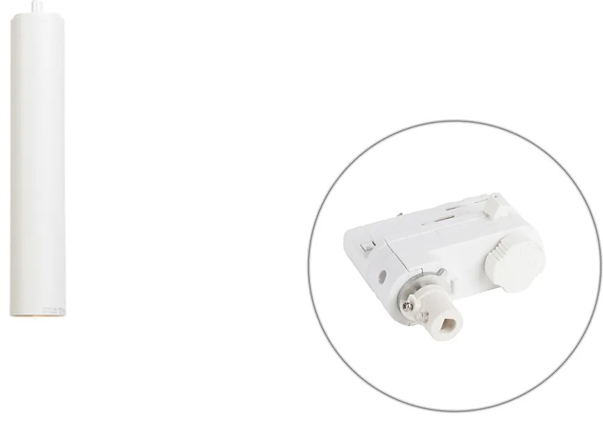 Dizajnová závesná lampa biela vrátane 3-fázového koľajnicového adaptéra - 3-fázová Tuba Small