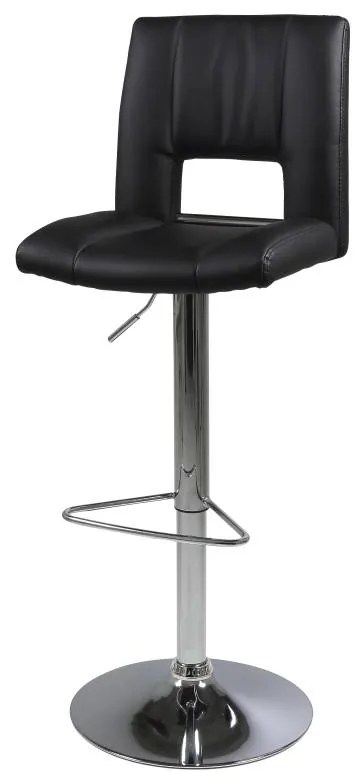 Dizajnová barová stolička Nerine, čierna a chrómová-ekokoža