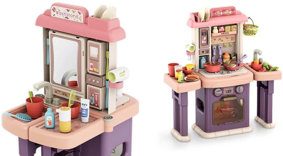 Detská kuchynka a kúpeľňa 2 v 1, 43 dielov