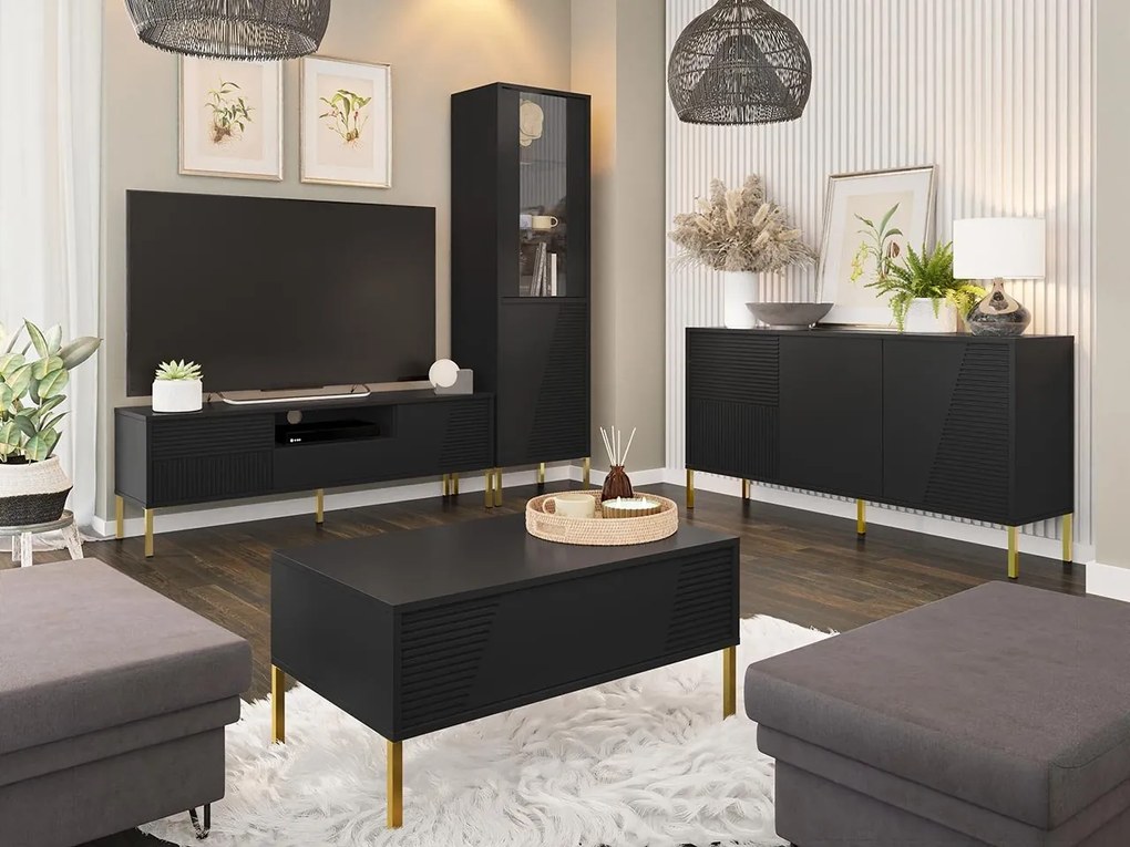 Zostava nábytku do obývacej izby Miretiz II, Farba: čierna