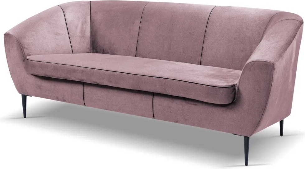 Trojmiestna pohovka Olivio, svetle ružová zamatová látka