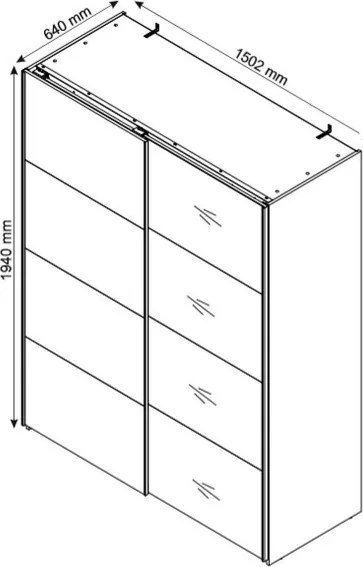 Šatníková skriňa Carlos 150/61 2D, biela, 150 cm