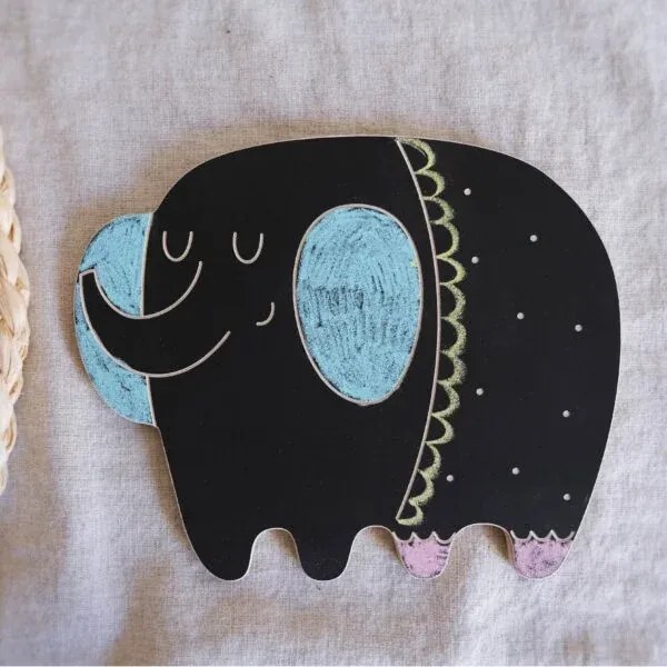 Drevená kriedová tabuľa slon Jacob